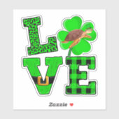 Shamrock Green Plaid Love Sea Turtle St Patrick'S Sticker (Vel)