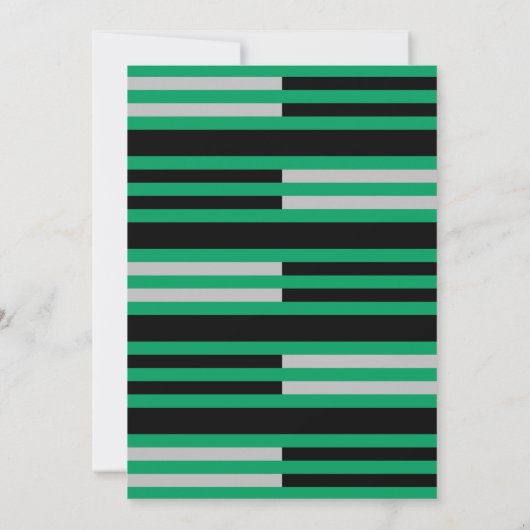 Shamrock Green Silver Stripes op Black Bar Mitswa Kaart (Achterkant)
