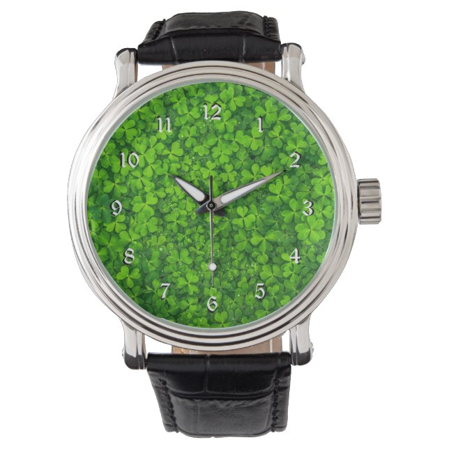 Shamrock green, St. Patrick's Day, Watch Horloge (Voorkant)