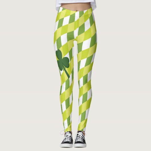 Shamrock & Green Stripes - Wees Iers voor een dag Leggings (Voorkant)