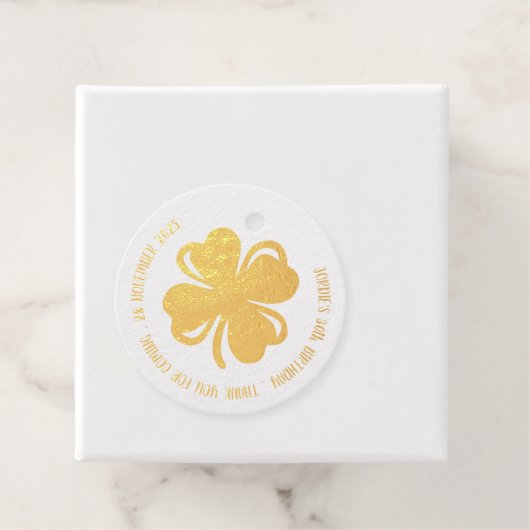 Shamrock Green Vier Blad Klaver Gelukkige Verjaard Bedankjes Labels (Met doos)