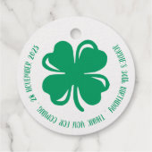 Shamrock Green Vier Blad Klaver Gelukkige Verjaard Bedankjes Labels (Achterkant)
