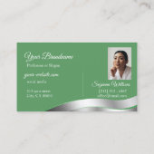 Shamrock Green Wavy Silver Decor met foto Visitekaartje (Achterkant)