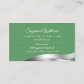 Shamrock Green Wavy Silver Decor met Initialen Visitekaartje (Achterkant)