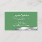 Shamrock Green Wavy Silver Decor met Merk Logo Visitekaartje (Achterkant)