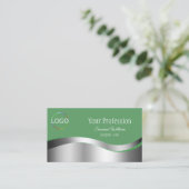 Shamrock Green Wavy Silver Decor met Merk Logo Visitekaartje (Staand voorkant)