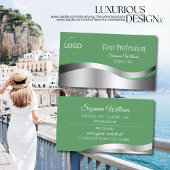 Shamrock Green Wavy Silver Decor met Merk Logo Visitekaartje