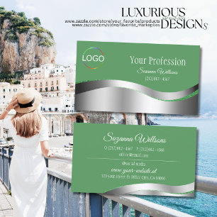 Shamrock Green Wavy Silver Decor met Merk Logo Visitekaartje