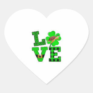 Shamrock Groen Geruite Liefde Zee Schildpad St Pat Hart Sticker