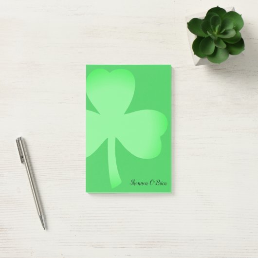 Shamrock Groen Modern Script Monogrammed Naam 4x6 Post-it® Notes (Kantoor)