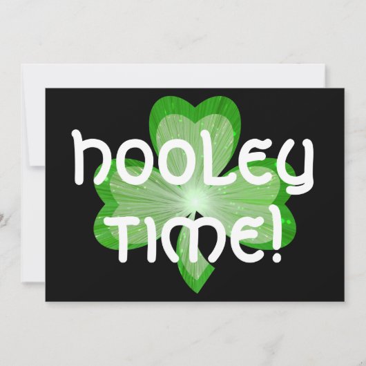 Shamrock grote 'Hooley Time' uitnodiging zwart (Voorkant)