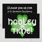 Shamrock grote 'Hooley Time' uitnodiging zwart (Voorkant / Achterkant)