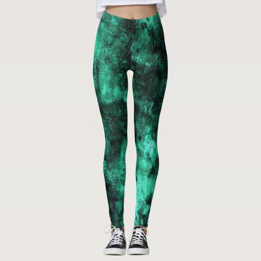 Shamrock Grunge Textured Spandex Leggings (Voorkant)