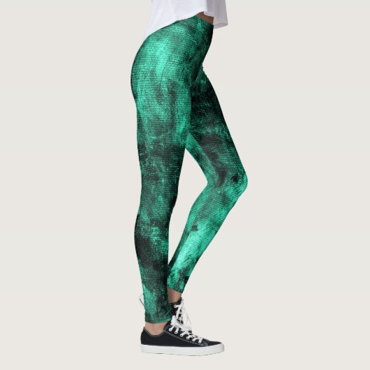 Shamrock Grunge Textured Spandex Leggings (Rechts)