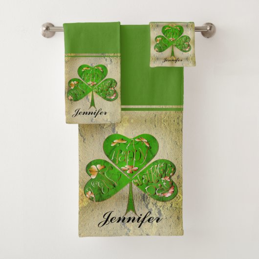 Shamrock "Happy St. Patrick's Bad Handdoek (Insitu)
