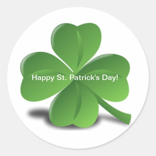 Shamrock Happy St. Patricks Dag Eenvoudige Klaver Ronde Sticker (Voorkant)