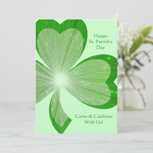 Shamrock 'Happy St.Patrick's Day' uitnodiging groe (Staand voorkant)