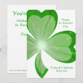 Shamrock 'Happy St.Patrick's Day' uitnodiging wit (Voorkant / Achterkant)