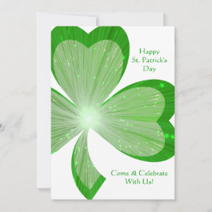 Shamrock 'Happy St.Patrick's Day' uitnodiging wit