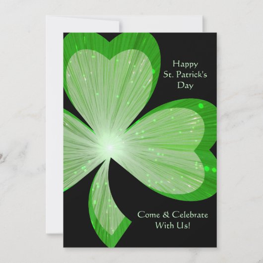 Shamrock 'Happy St.Patrick's Day' uitnodiging zwar (Voorkant)