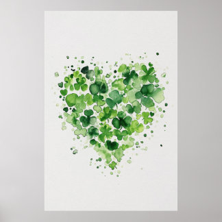 Shamrock hart Waterverf schilderij Poster
