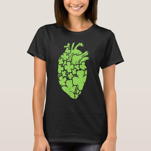 Shamrock Hear Cardiac Nurse St Patricks Day Anatom T-shirt (Voorkant)