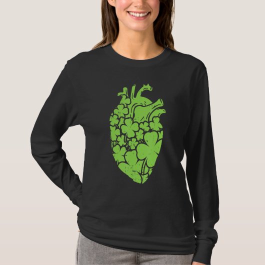 Shamrock Hear Cardiac Nurse St Patricks Day Anatom T-shirt (Voorkant)