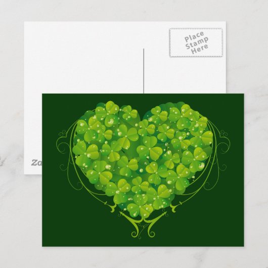 Shamrock Heart Briefkaart (Voorkant / Achterkant)