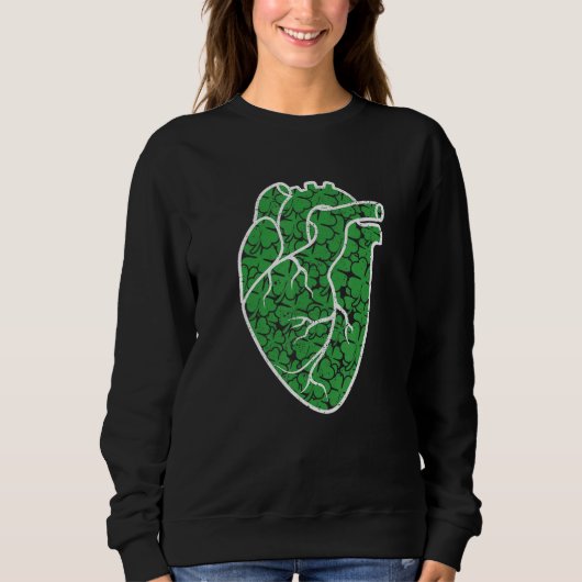 Shamrock Heart Cardiac Nurse St Patricks Day Anato Trui (Voorkant)