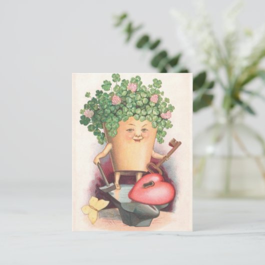 Shamrock Heart en Key St Patrick's Day Briefkaart (Staand voorkant)