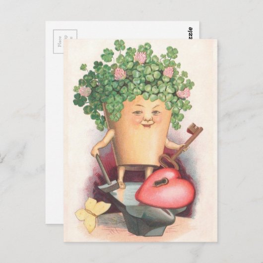 Shamrock Heart en Key St Patrick's Day Briefkaart (Voorkant / Achterkant)