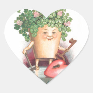  Shamrock Heart en Key St Patrick's Day Hart Sticker