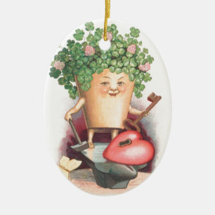  Shamrock Heart en Key St Patrick's Day Keramisch Ornament