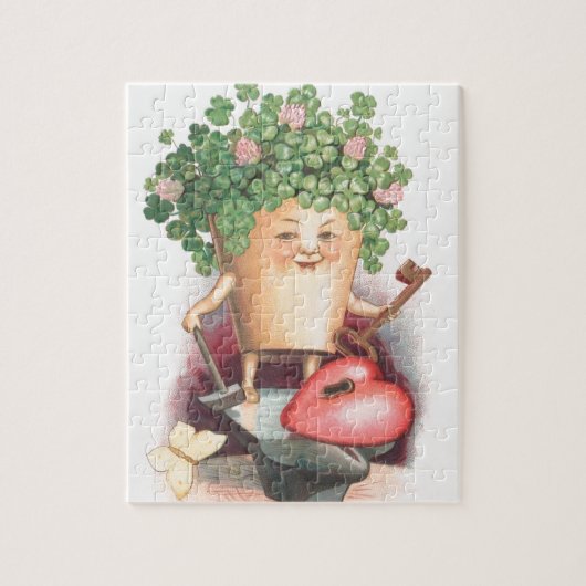  Shamrock Heart en Key St Patrick's Day Legpuzzel (Verticaal)