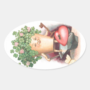  Shamrock Heart en Key St Patrick's Day Ovale Sticker