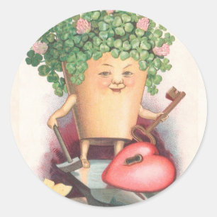  Shamrock Heart en Key St Patrick's Day Ronde Sticker