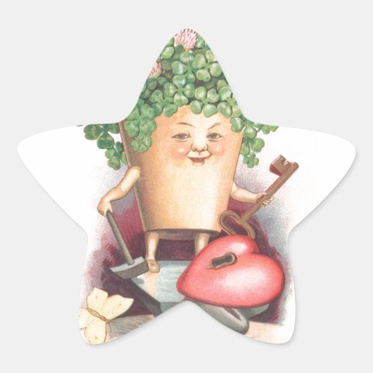  Shamrock Heart en Key St Patrick's Day Ster Sticker (Voorkant)