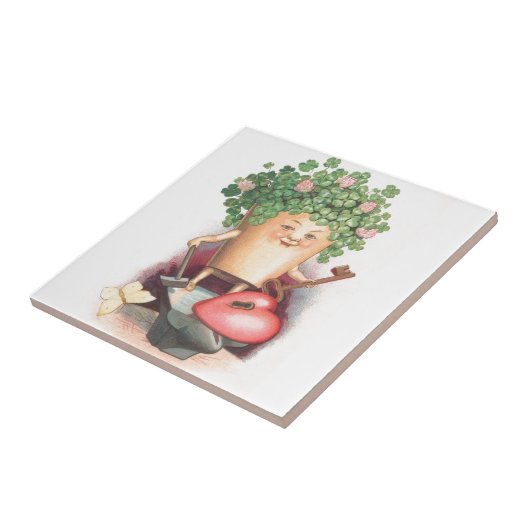  Shamrock Heart en Key St Patrick's Day Tegeltje (Zijkant)