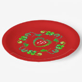 SHAMROCK HEART, FLOWERS, GROENE MONOGRAM Red P Papieren Bordje (Gekanteld)