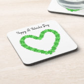 Shamrock Heart Happy St Patrick's Day Bier Onderzetter (Linkerzijde)