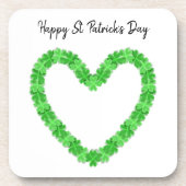 Shamrock Heart Happy St Patrick's Day Bier Onderzetter (Voorkant)