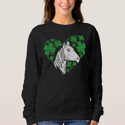 Shamrock Heart Horse Clover St Patricks Day Irish  Trui (Voorkant)