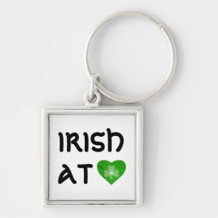 Shamrock Heart 'Irish at Heart' sleutelhanger whit