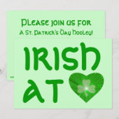 Shamrock Heart 'Irish at Heart', uitnodiging groen (Voorkant / Achterkant)