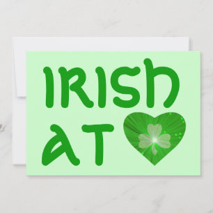 Shamrock Heart 'Irish at Heart', uitnodiging groen