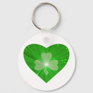 Shamrock Heart-keychain white Sleutelhanger