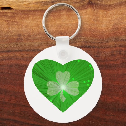 Shamrock Heart-keychain white Sleutelhanger (Voorkant)