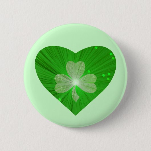 Shamrock Heart-knoopbadge green Ronde Button 5,7 Cm (Voorkant)