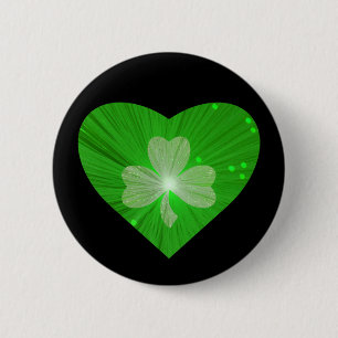 Shamrock Heart knopspeld zwart Ronde Button 5,7 Cm