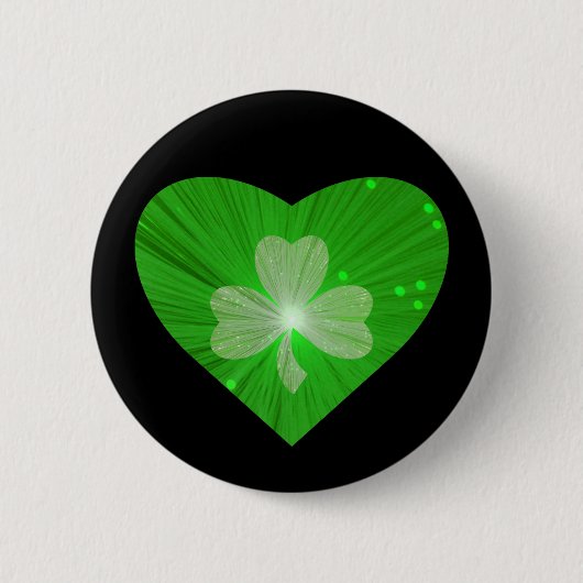 Shamrock Heart knopspeld zwart Ronde Button 5,7 Cm (Voorkant)